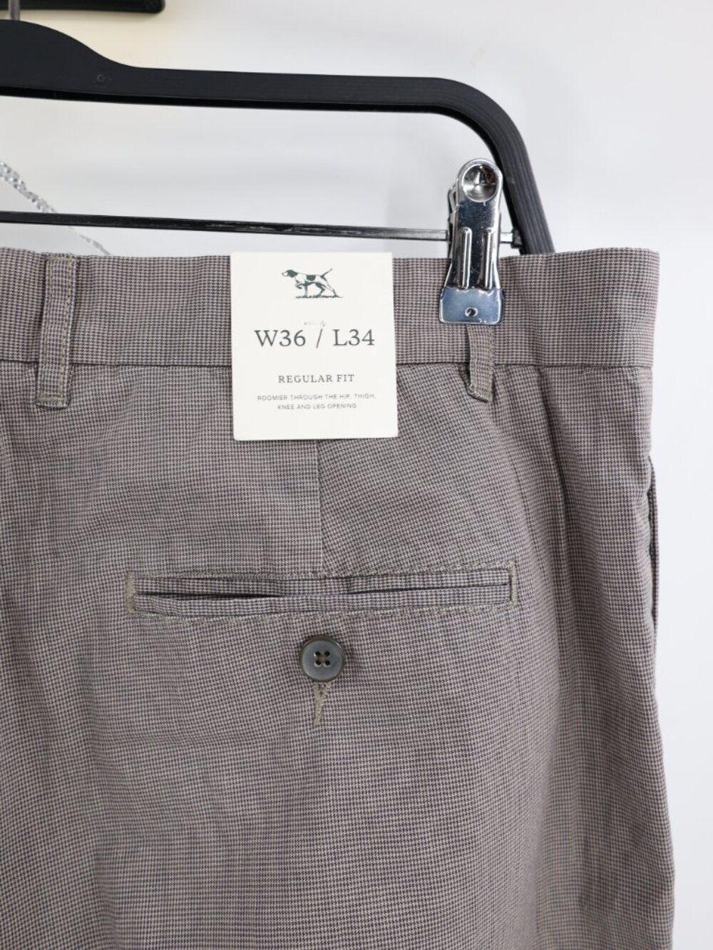 NWT Rodd & Gunn Pants Mens 36 L34 houndstooth Chino Straight leg Stretch Casual